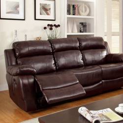 HUGHES MOTION SOFA W/ DROPDOWN TABLE, DARK BROWN 